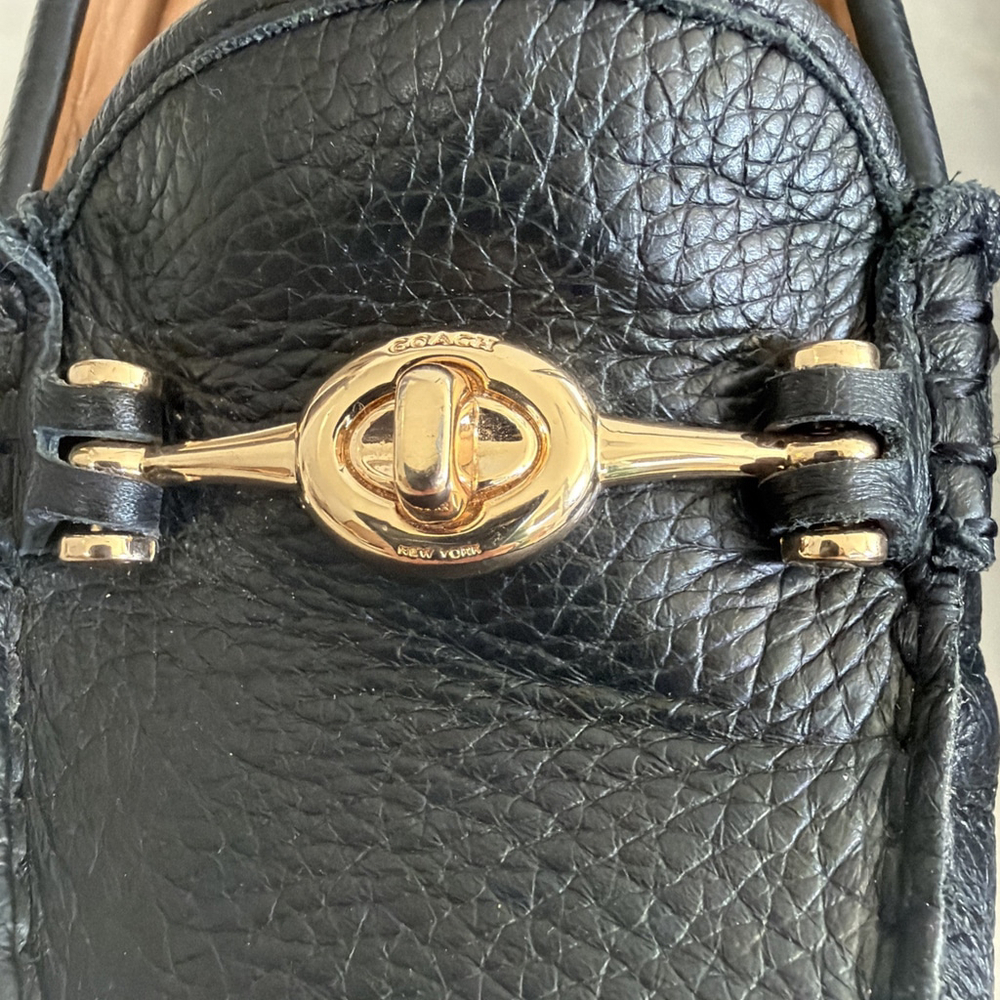 Coach Loafers Black Pebbled Leather Arlene Flat Driving Designer Shoes Women’s 8 - Picture 4 of 14